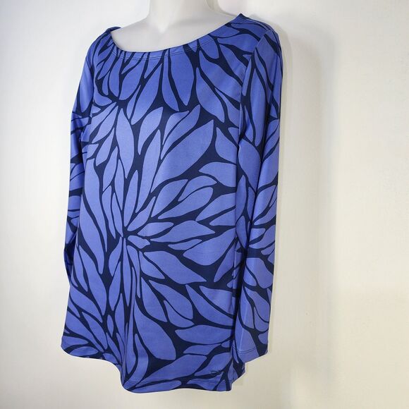 Vineyard Vines Top Womens Medium Blue Bloom Sankaty Boat Neck UPF Protection - Picture 5 of 9